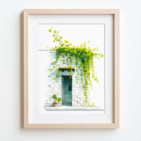 Bright home with creeping plant print