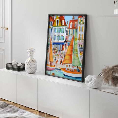 Bright sailboat painting print