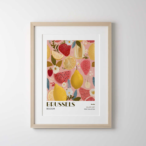 Brussels Belgium fruit poster bright colors