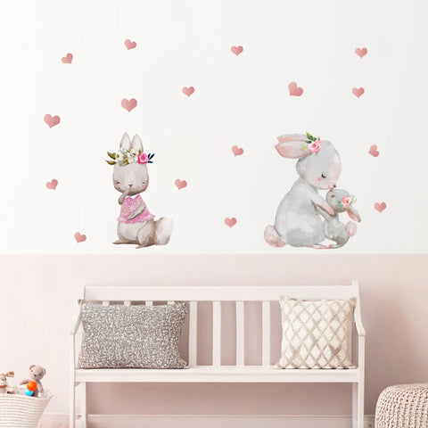 Bunny In Pink Dress Wall Sticker