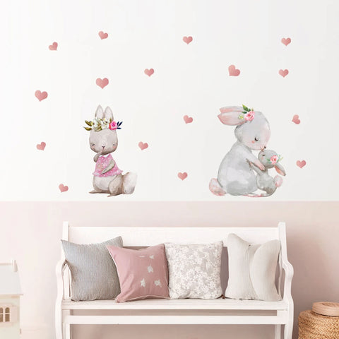 Bunny With Pink Heart Stickers
