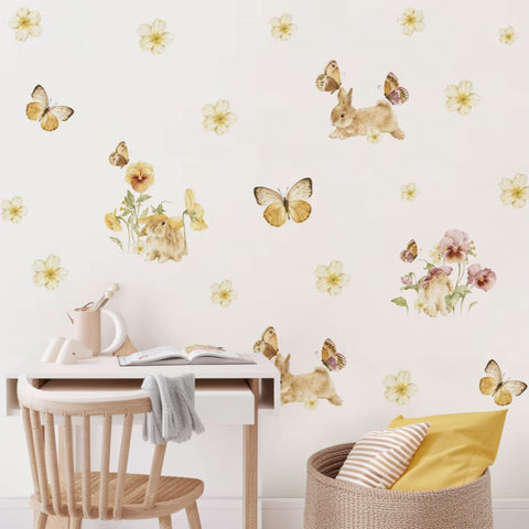 Butterfly and rabbit wall decals

