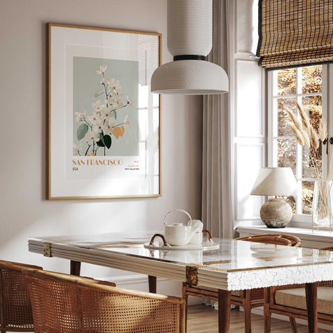 California-inspired floral artwork San Francisco poster