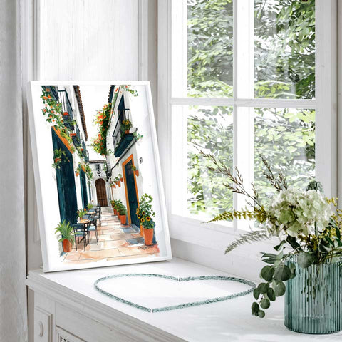 Calle de las Flores watercolor illustration