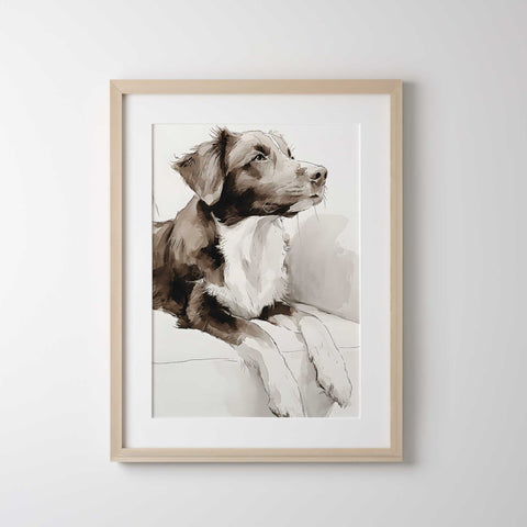 Calm dog watercolor artwork