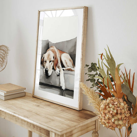 Calm dog watercolor wall decor