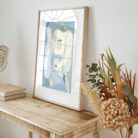 Calm neutral and blue art print
