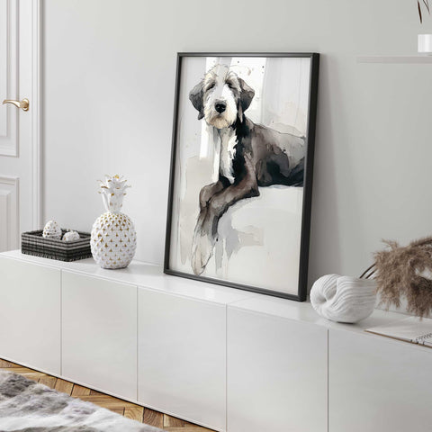 Calm puppy watercolor illustration