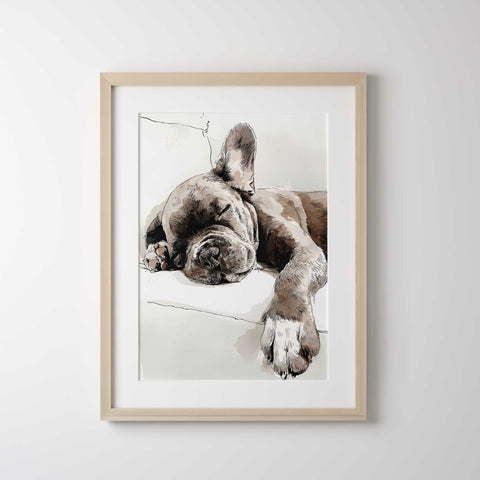 Calm sleeping beagle dog art print