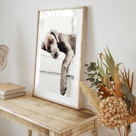 Calm sleeping puppy dog artwork