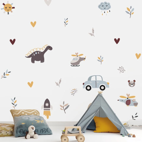Cartoon dinosaur wall decals
