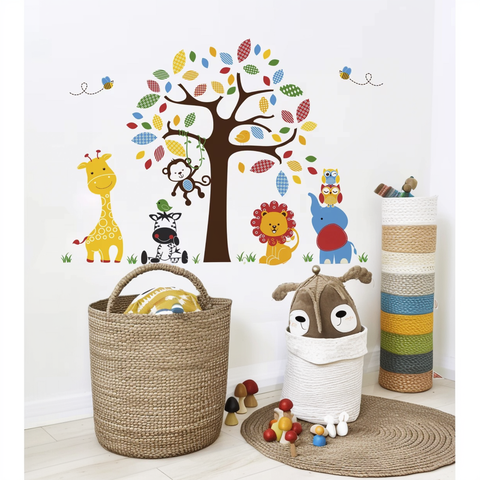 Cartoon elephant and giraffe wall stickers

