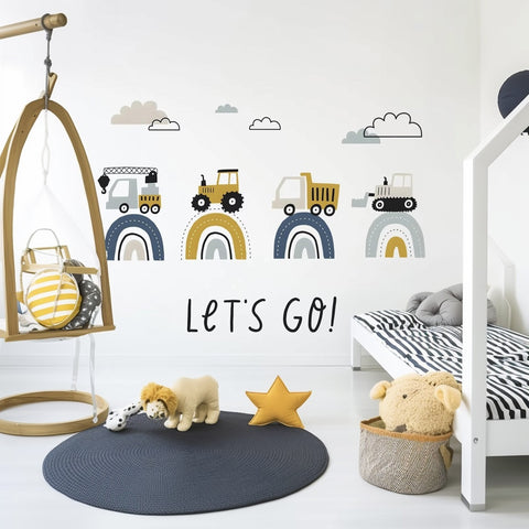 Cartoon engineering truck wall stickers

