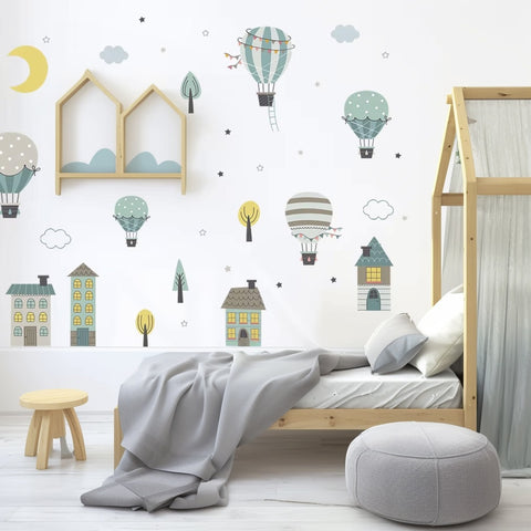 Cartoon house balloons wall stickers

