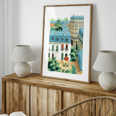 Charismatic City Art – Parisian Rooftop Poster
