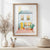 Charming city corner in watercolor with staircase and cafe charm