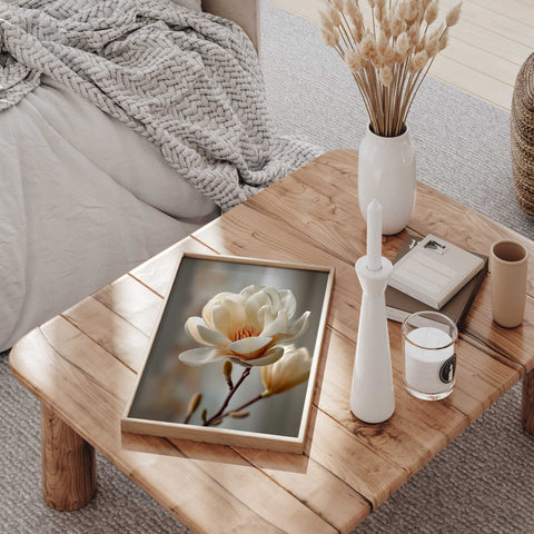 Cheerful and bright red floral art poster for a modern home interior.