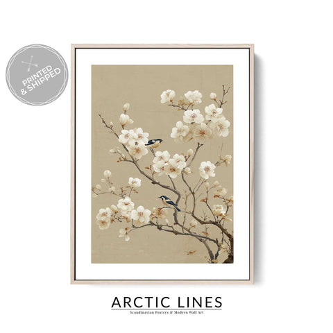 Cherry blossom wall art with birds