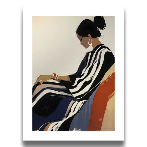 Chic wall decor featuring a stylish woman in a contemporary art style.