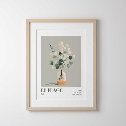 Chicago wall print with modern minimalist style
