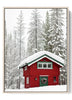 Christmas Cabin Poster - Snowy Forest & Red House Canvas Wall Art