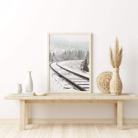Snowy Railway Track - oakposter