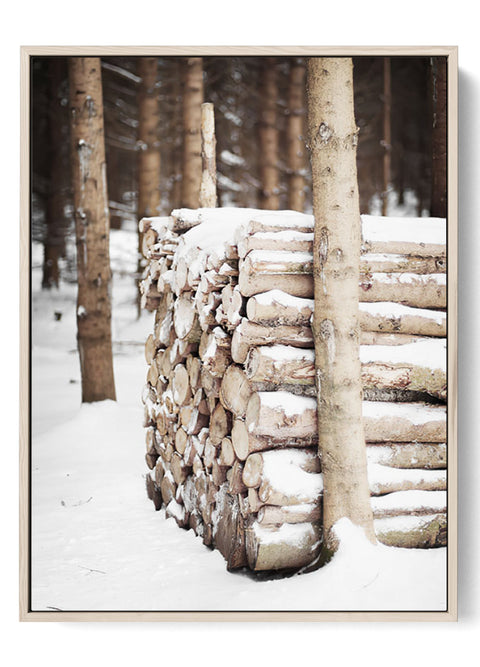 Snowy Wood Stack Art