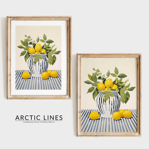 Citrus lemon vase modern wall print