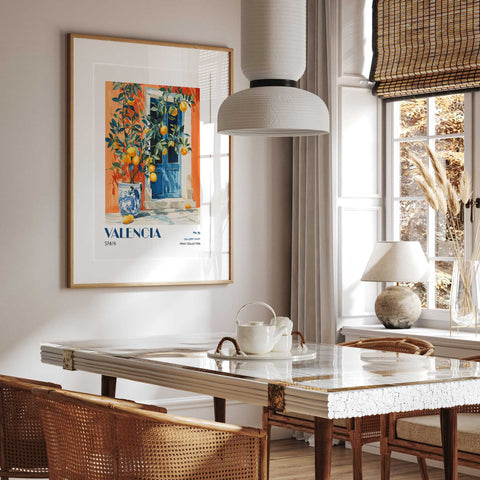 Citrus plant artwork sunlit Spain wall decor