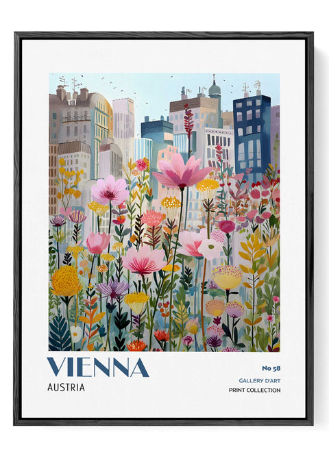 City floral print Vienna travel wall decor