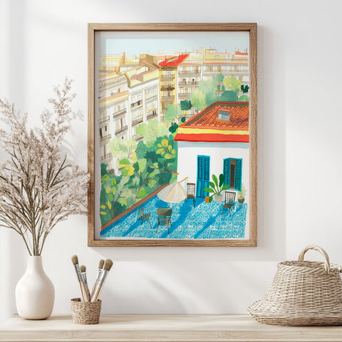 Cityscape Print – Mediterranean Sunlight Vignette
