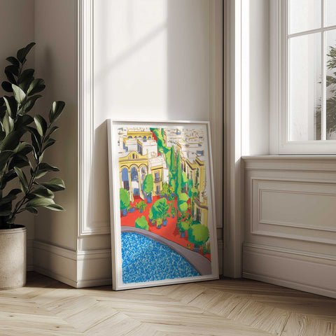 Classic Architecture Print – Terrace & Plants Decor
