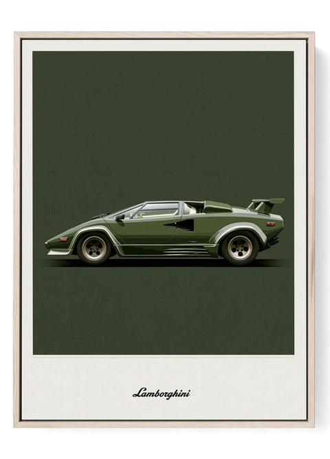 Classic Lamborghini Countach minimalist side view art print wall decor