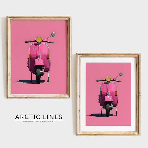 Classic vespa scooter art print pink