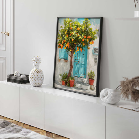 Coastal European orange tree illustration