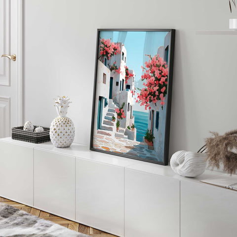 Coastal Greece village wall decor