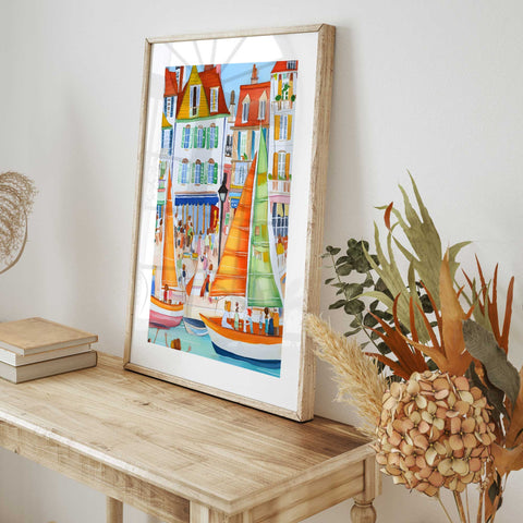 Coastal houses illustration