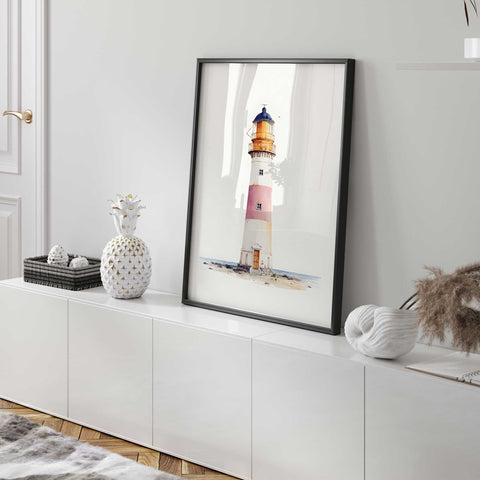 Coastal nautical wall print with white background