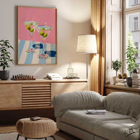 Cocktail martini illustration wall decor