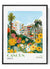 Colorful Cancun city with palm trees art