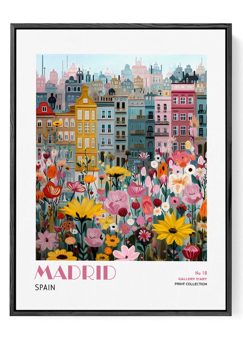Colorful Madrid architecture art poster