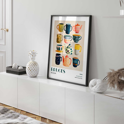 Colorful cup collection poster for home