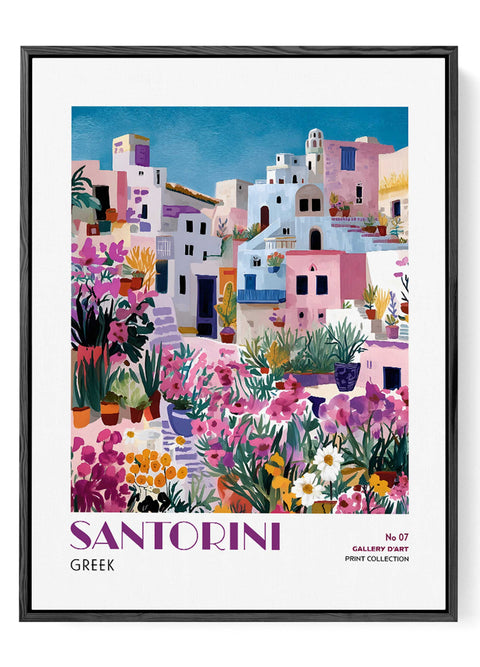 Colorful garden in Santorini print