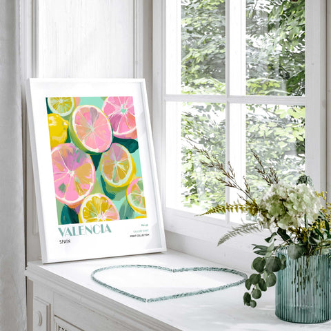 Colorful lemon print Valencia Spanish wall art
