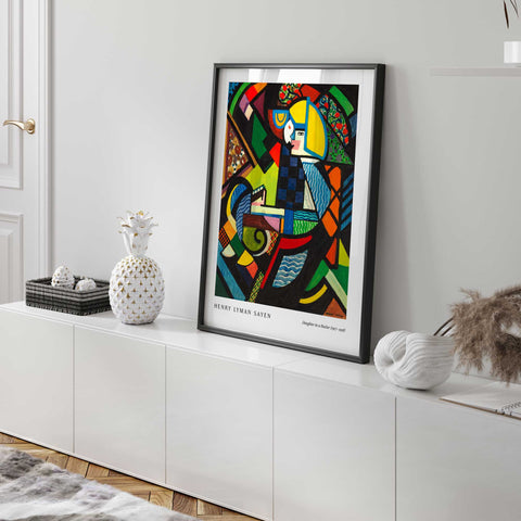Colorful modernist abstract portrait art