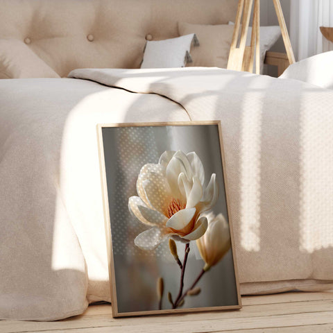 Colorful red poppies with green leaves on a textured cream background.