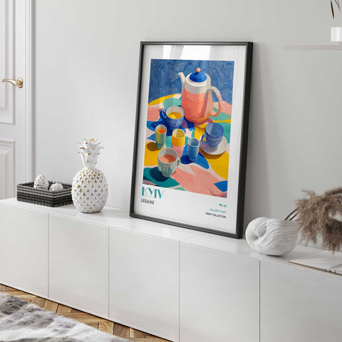 Colorful teapot poster Ukraine home decor