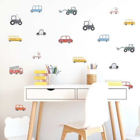 Colorful vehicle wall decals

