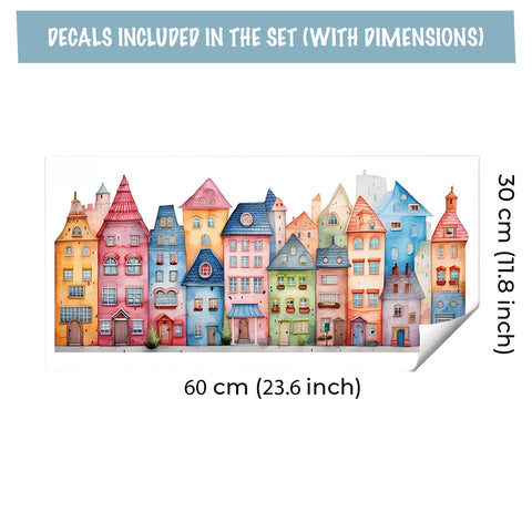 Colorful cartoon house wall stickers kids room decor
