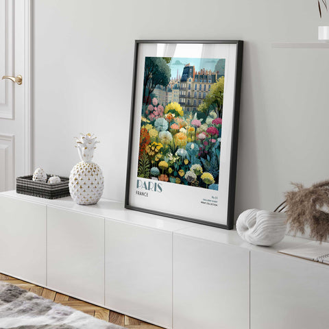 Colourful botanical Paris poster
